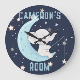 Horloge personnalisée éléphant bébé pêche 4 étoile