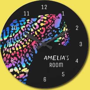 Horloge Personnalisée Jaguar Arc-en-Ciel