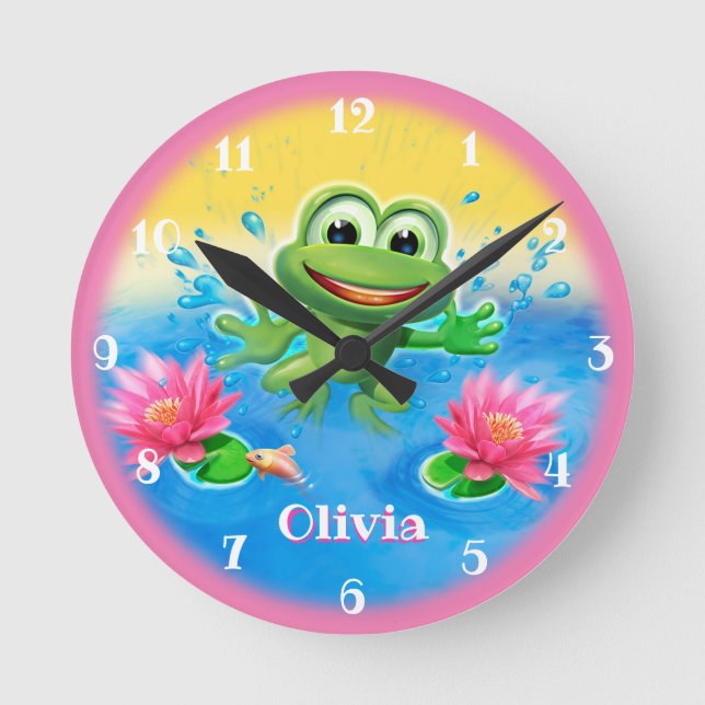 Horloge personnalisée pour enfants, design grenoui (Recto)