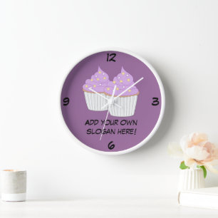 Horloge Personnaliser de ce graphique Lilac Cupcake