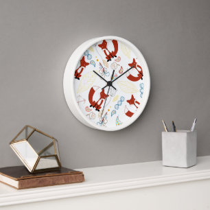 Horloge Personnaliser le Motif Woodland Fox moderne