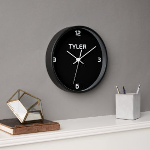 Horloge Personnaliser le nom blanc sur l'horloge noire