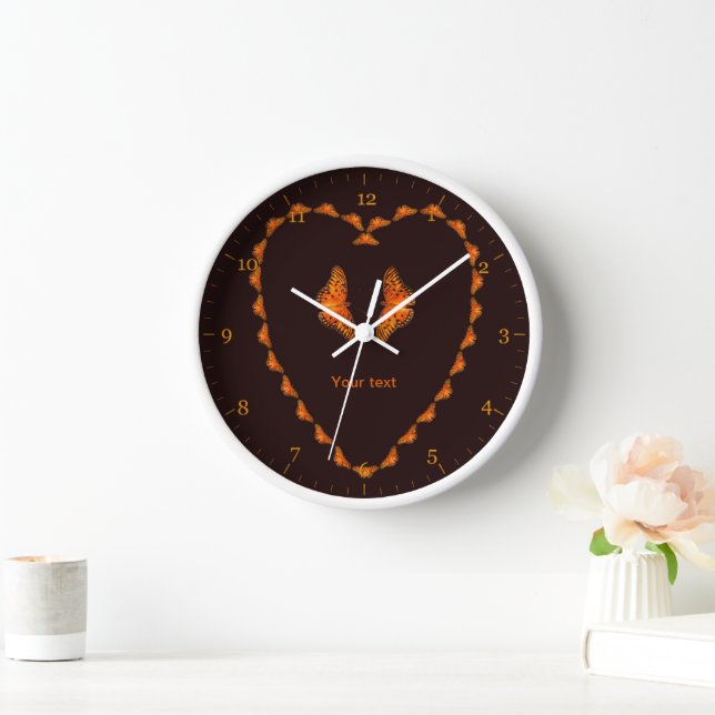Horloge Personnaliser les papillons amour en forme de coeu (Maison)