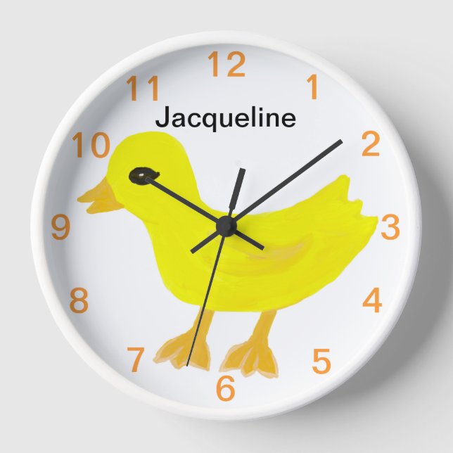 Horloge PERSONNALISER mignonne en caoutchouc jaune (Recto)