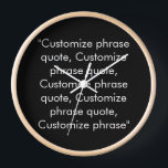 Horloge Personnaliser phrase citation élégant noir blanc<br><div class="desc">Personnaliser phrase citation élégant mur noir blanc Horloge. Personnaliser,  personnalisation avec nom,  expression ou texte Disponible sous différentes formes (ronde ou carré) tailles et matériaux</div>