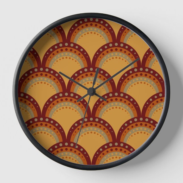 Horloge Pétoncles avec points, Bourgogne, Rouille, Apricot (Recto)