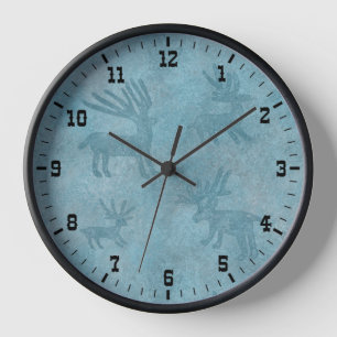 Horloge Petroglyphes de Cerfs Turquoise du Sud-Ouest encad