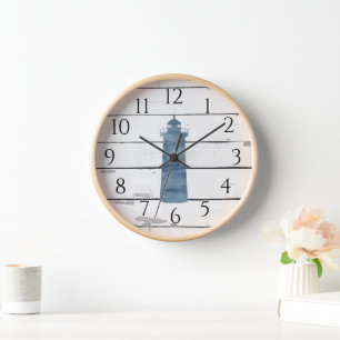 Horloge Phare bleu marine Décor rustique