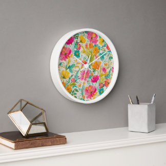 Horloge Phoenix Art | Rose et orange floral classique
