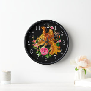 Horloge Phoenix Floral Se Lève De L'Imaginaire Des Cendres