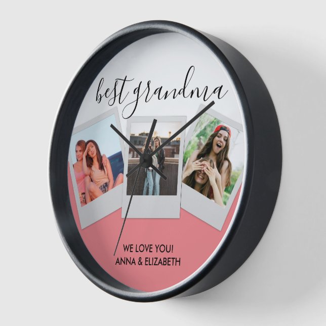 Horloge Photo Collage Cadeau pour grand-mère Best Nana Cut (Angle)