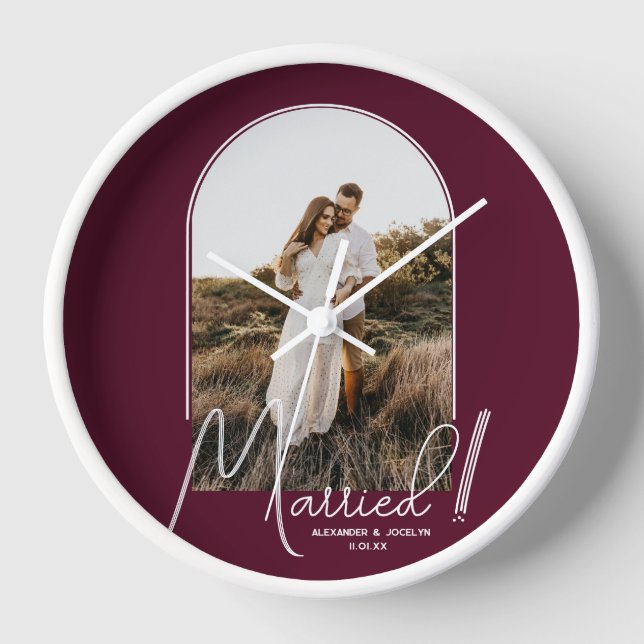Horloge Photo d'arche de mariage bordeaux (Recto)