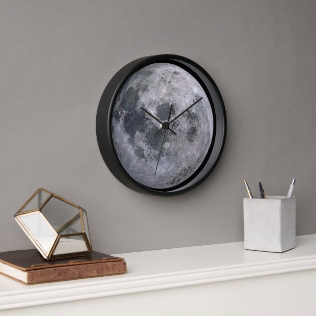Horloge Photo de lune grise (Bureau)