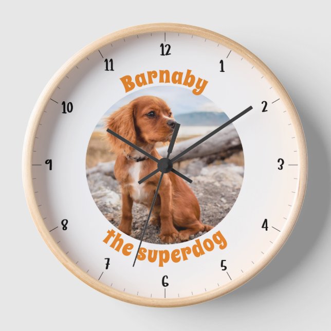 HORLOGE PHOTO DE NOM D'ANIMAL PERSONNALISABLE GRANDE HORLO (Recto)