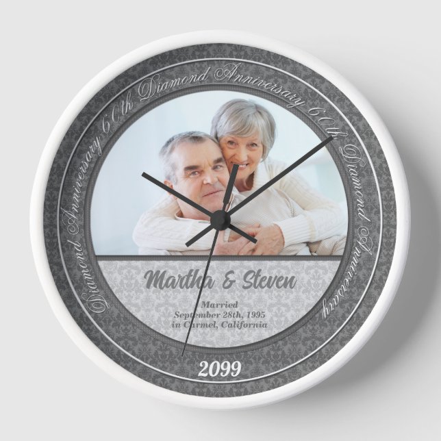 Horloge Photo du 60e anniversaire de mariage de diamant (Recto)