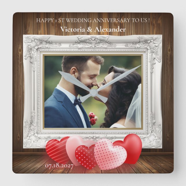 Horloge photo élégante pour le 1er anniversaire de (Recto)
