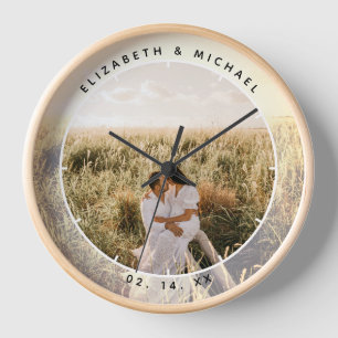 Horloge Photo moderne de Chic Couple Wedding Anniversary