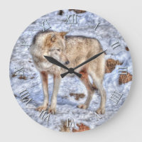 Horloge photo White Wolf & Snow Wildlife