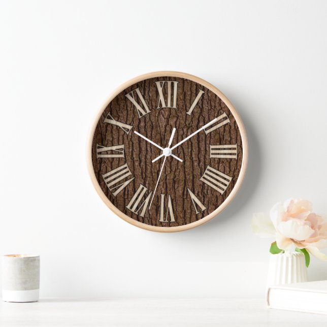 Horloge Pièce de Faux rustique de l'écorce d'arbre à grain (Maison)