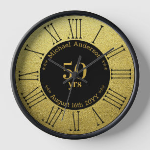 Horloge Pièce ronde personnalisée 50 ans de retraite ou d'