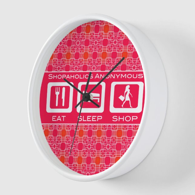 Horloge Pink Funny Shopaholic Eat Sleep Shop Award (Angle)