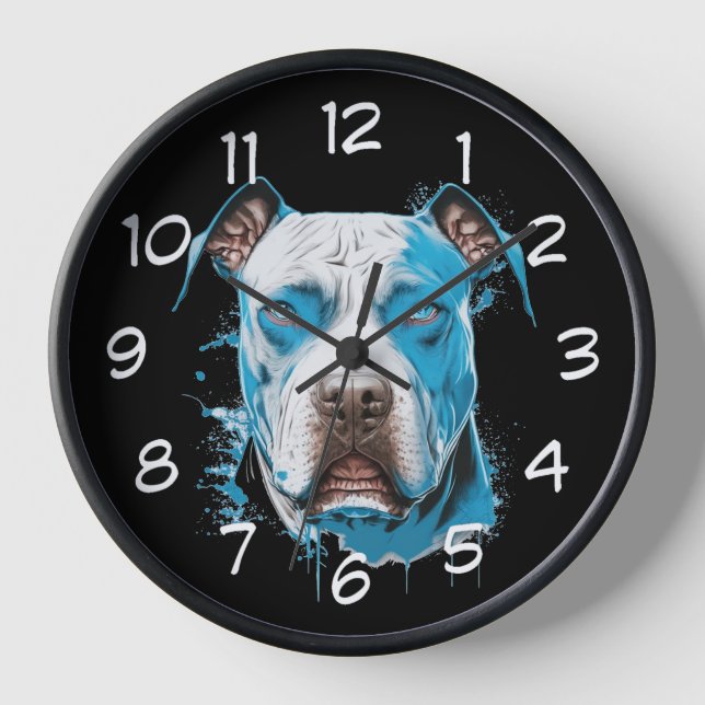 Horloge Pitbull blanc aux yeux bleus (Recto)