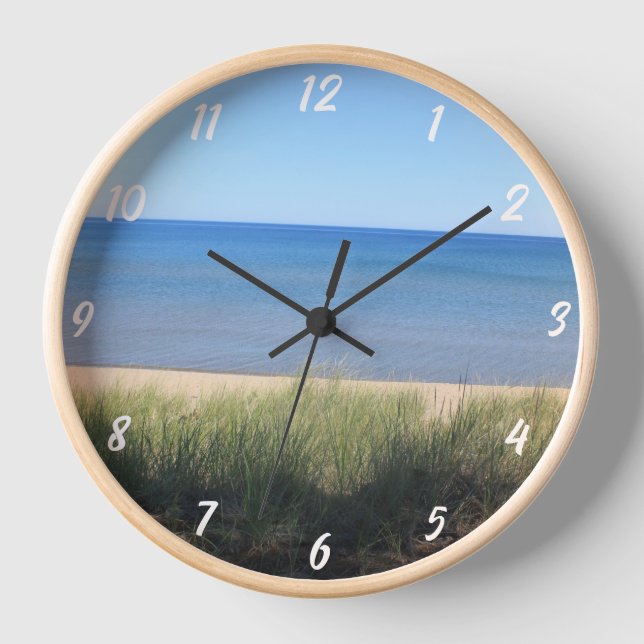 Horloge Plage Ocean Water Sky Blue Green Shore Cadeau Pitt (Recto)