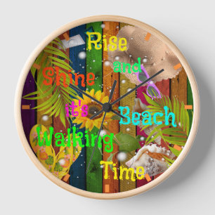 Horloge Plage tropicale d'été de Lever et Shine Temps des