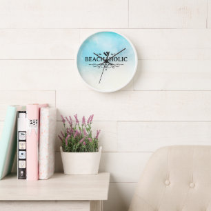 Horloge Plageaholique Aquarelle Plage