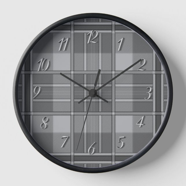 Horloge Plaid noir blanc gris (Recto)