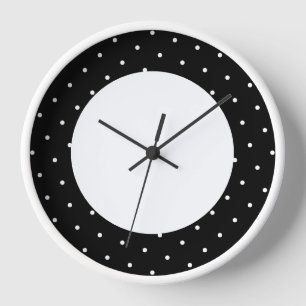 Horloge Plaisant Polka Noire Moderne Dotée Rim Extérieur S