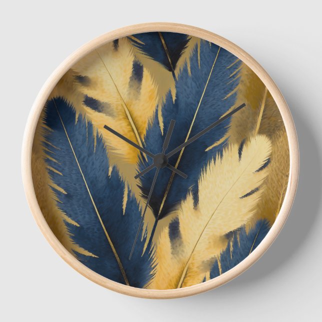HORLOGE PLUME BLEU ET JAUNE (Recto)