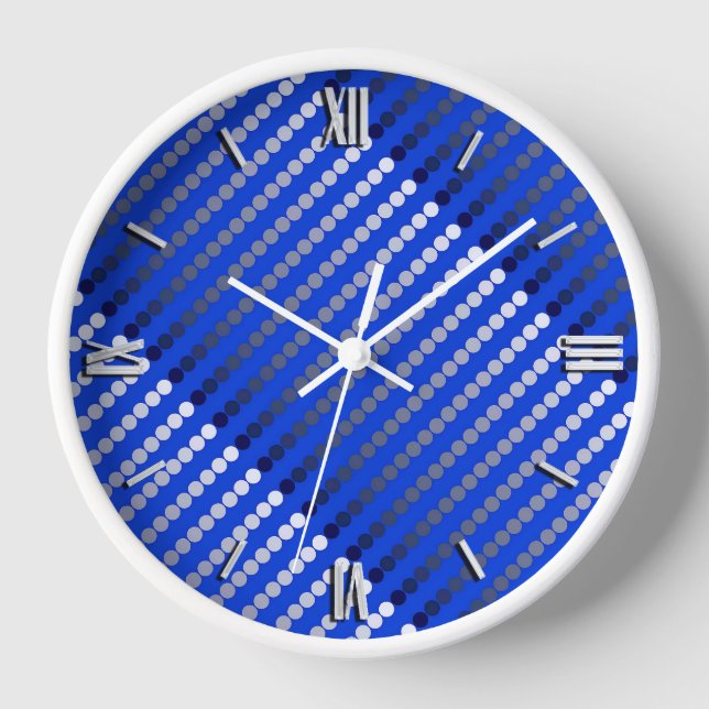 Horloge Points satinés - bleu de cobalt et étain (Recto)