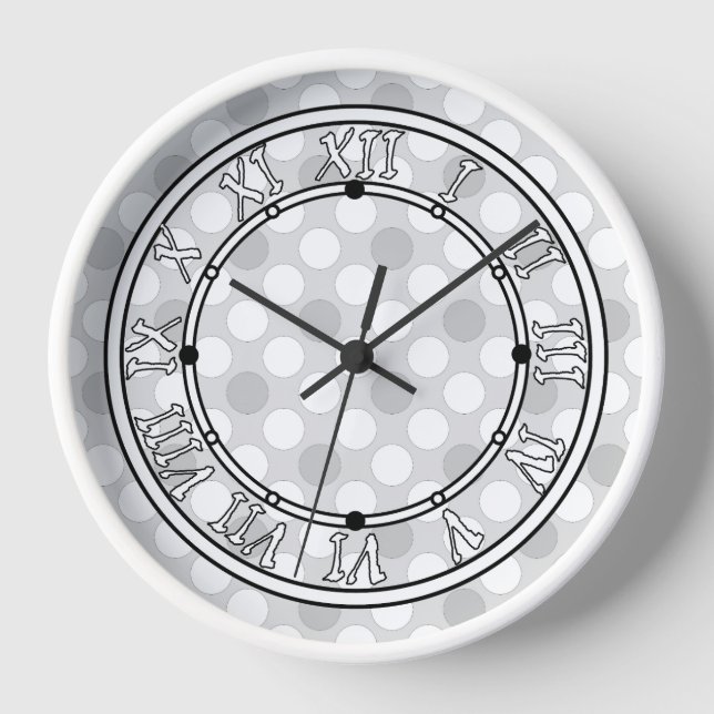 Horloge Pois gris clair à la mode (Recto)