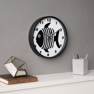Horloge Poisson Noir Et Blanc