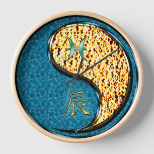 Horloge Poissons & Dragon de Feu