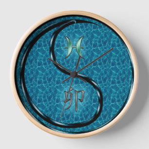 Horloge Poissons & Lapin d'eau