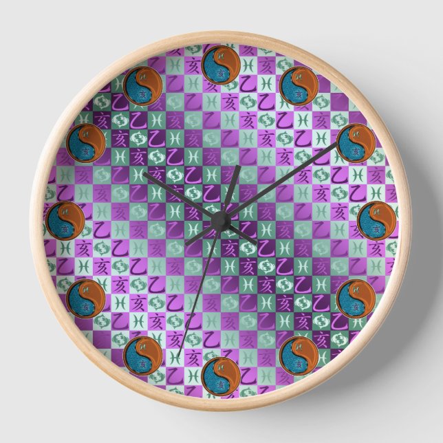 Horloge Poissons & Sanglier de Bois (Recto)