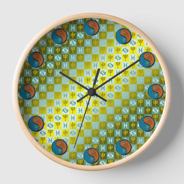 Horloge Poissons & Singe de Bois (Recto)