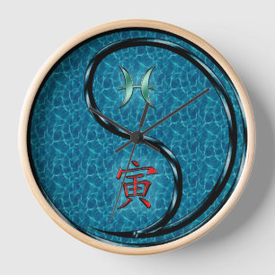 Horloge Poissons & Tigre d'eau