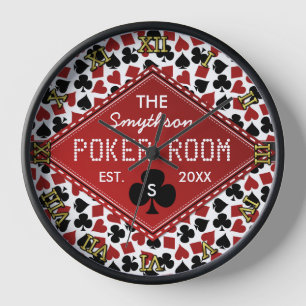Horloge Poker Room Casino Personnalisable Nom de texte Con