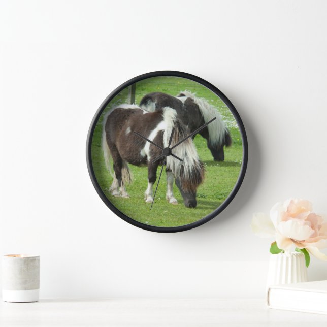 Horloge Poneys de peinture Shetland pur-sang (Maison)