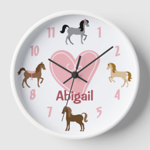 Horloge Ponts et Cheval de Coeur Rose personnalisés