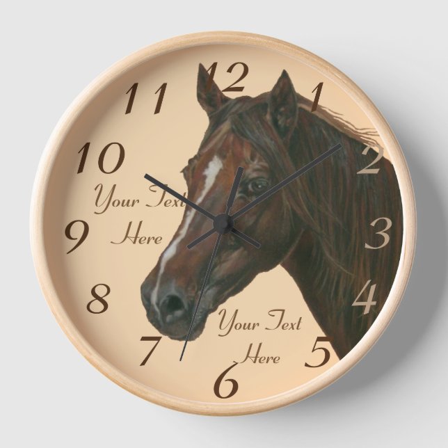 Horloge portrait équin art de chestnut mare cheval (Recto)