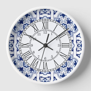 Horloge Portuguese blue tile square wall clock