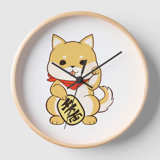 Horloge Pose Chat Shiba Inu Lucky (Recto)