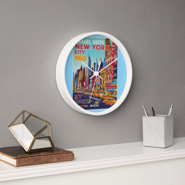 Horloge Poster de NYC Reality Augmenté | Couleurs chaudes (Bureau)