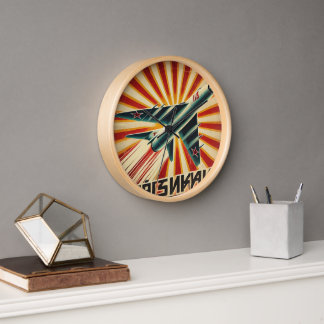Horloge Poster de propagande soviétique Vintage MiG-15
