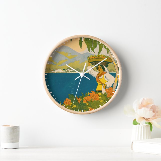 Horloge Poster Vintage voyage Pour La Jamaïque (Maison)