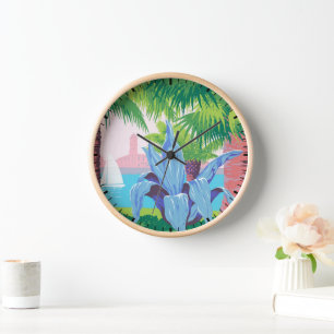 Horloge Poster Vintage voyage Promotion Porto Rico 2